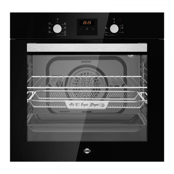 HORNO ELEC EMPOTRABLE TOKYO ELISA BLACK 60L INOX DIGITAL CON CONVECTOR Y ESPIEDO