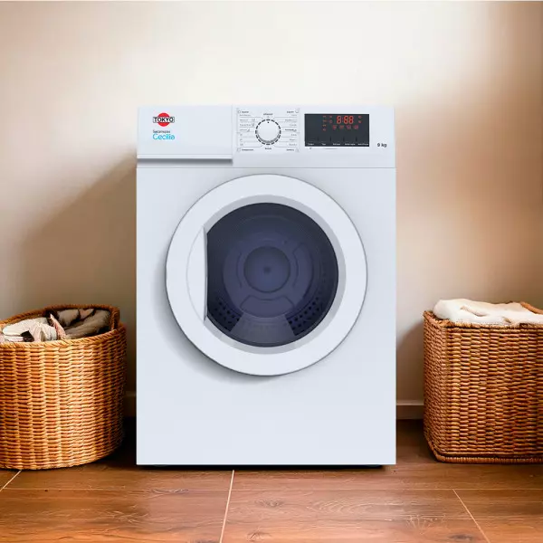 Imagen miniatura de SECARROPAS TOKYO CECILIA TOK9CECI 9KGS BLANCO C/DISPLAY LED.16 PROG. TAMBOR INOX