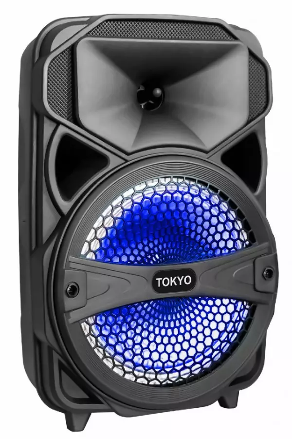 Imagen miniatura de PARLANTE TOKYO PARTY 8 LUZ LED BLUETOOH FM/USB/SD/MIC.S/CABLE C/CONTROL CARGA US