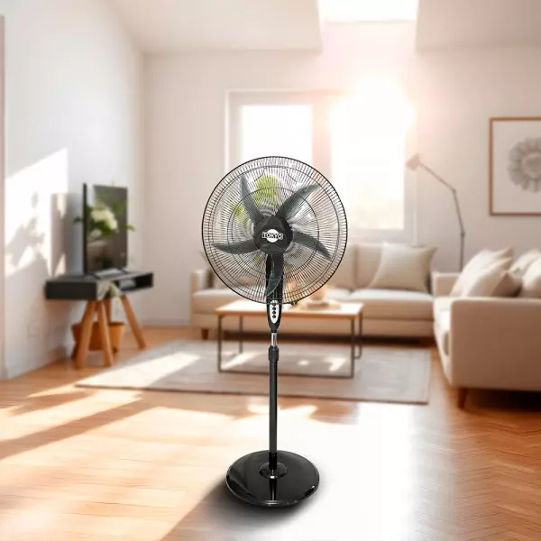 Imagen miniatura de VENTILADOR TOKYO DE PIE NEGRO BRAVISIMO 3 VEL.20-BASE REDONDA