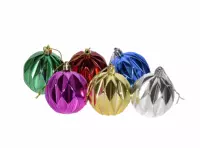 Imagen miniatura de ADORNO DE NAVIDAD ESFERA 6CM RELIEVE ROMBOS, DIFERENTES COLORES