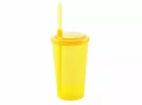 Imagen miniatura de VASO CALDERETTA 300ML TP Y PAJITA NEON AMARILLO