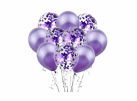 Imagen miniatura de GLOBO CONFETTI/LATEX C/ CINTA 5P PURPURA