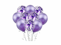 Imagen miniatura de GLOBO CONFETTI/LATEX C/ CINTA 10P PURPURA