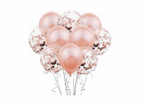 Imagen miniatura de GLOBO CONFETTI/LATEX C/ CINTA 5P ROSA DORADO