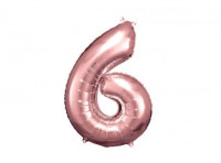 Imagen miniatura de GLOBO NUMERO \\\\\"6\\\\\" (86CM) ROSA DORADO