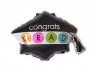 Imagen miniatura de GLOBO BIRRETE \\\"CONGRATS GRAD\\\" (63X53CM) NEGRO