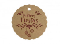Imagen miniatura de ETIQUETA CIRCULAR \\"FELICES FIESTAS\\" 10P (6.5CM) NATURAL (DS)