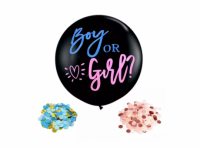 Imagen miniatura de GLOBO PIÑATA \\\"BOY OR GIRL?\\\" C/ CONFETTI (91CM) NEGRO