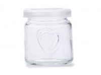 Imagen miniatura de FRASCO C/TAPA,VIDRIO/PLASTICO,TRANSPARENTE, CORAZON,100ML,6.2*7CM