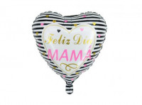 Imagen miniatura de GLOBO CORAZON \\\\"FELIZ DIA MAMA\\\\" (45CM) BLANCO/NEGRO