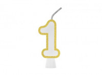 Imagen miniatura de VELA CUMPLEAÑOS BIG ESPECIAL BLANCO DORADO 1