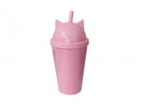 Imagen miniatura de VASO ANIMALES PS 350 ML CAT ROSA BEBE LISO