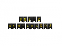 Imagen miniatura de BANDERIN FELIZ CUMPLEAÑOS BRILLO NEGRO 12X17CM