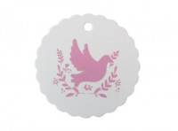 Imagen miniatura de ETIQUETA CIRCULAR PALOMA 10P (6.5CM) ROSADO/BLANCO