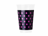 Imagen miniatura de VASO PLAST. COPOBRAS 300 ML C/ 30 MOTAS NEGRO/ PINK