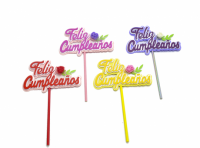 Imagen miniatura de TOPPER FELIZ CUMPLE FLOR