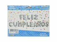 Imagen miniatura de GLOBO METALIZADO, CUMPLEANOS LETRAS \\\\"FELIZ CUMPLEANOS\\\\", PLATEADO 40CM, 16\\\\"