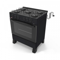 Imagen miniatura de COCINA A GAS TOKYO BRAVO GLASS NEGRO 5H C/ENCENDIDO HORNO 94 LTS LIMPIA FACIL