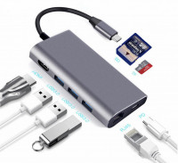 Imagen miniatura de ADAPTADOR MINI USB-C HDMI, RJ45, RED, TARJETA DE MEMORIA